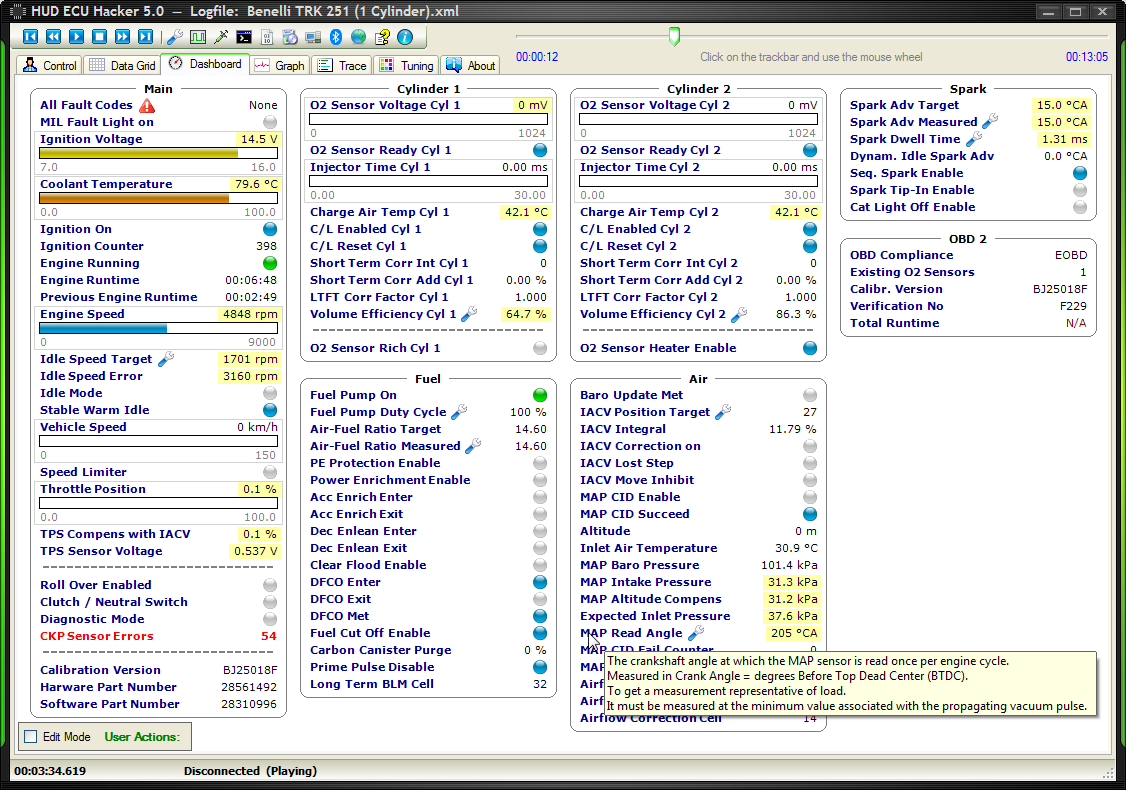 HUD ECU Hacker Screenshot - Dashboard Delphi MT05.2